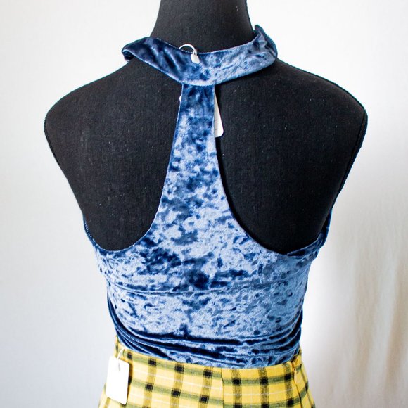 Shein Halter Suede Crop Top │Blue│Small - Picture 2 of 4